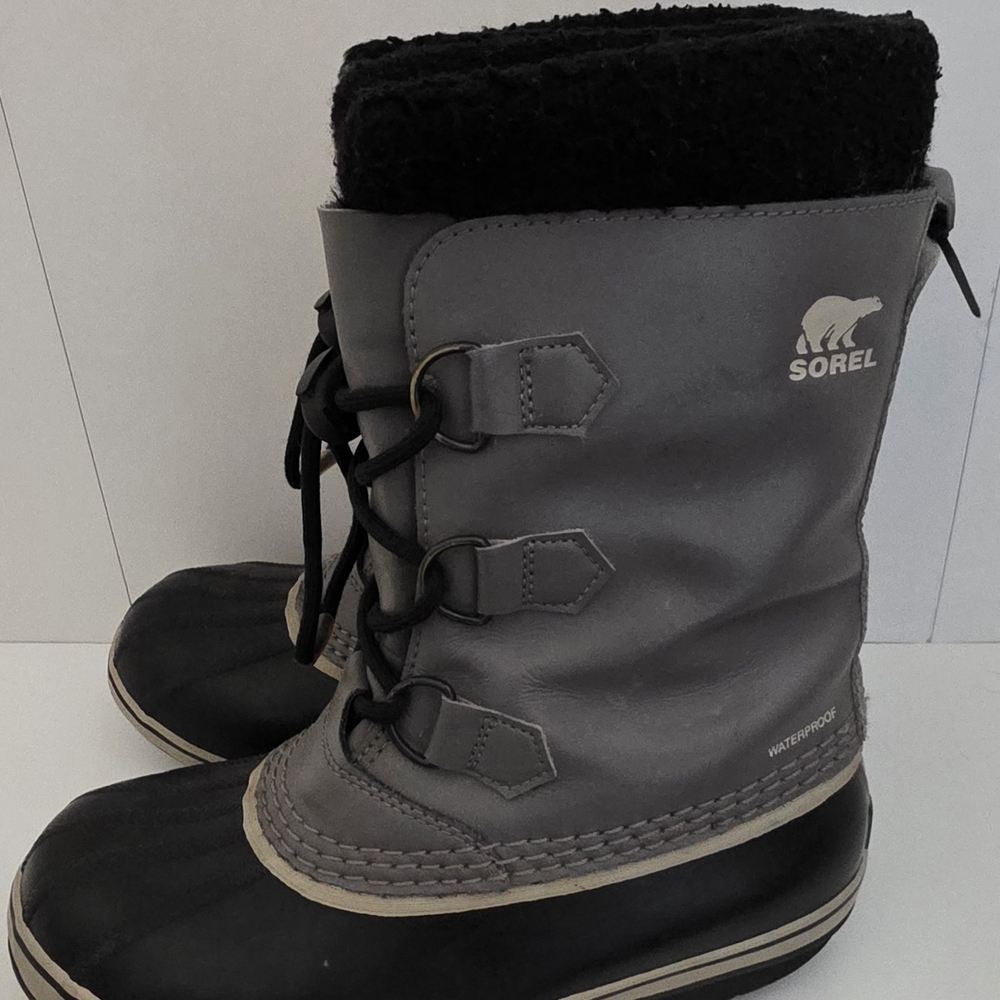 Sorel Kids Gray and Black Waterproof Winter Boots